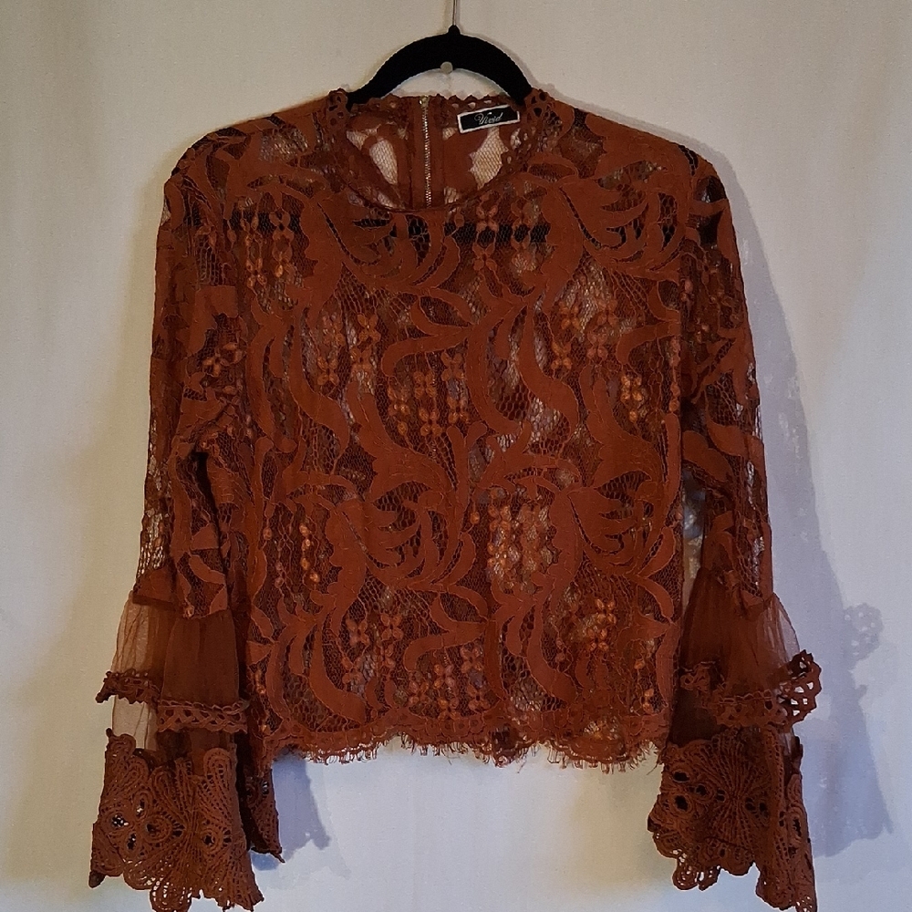 ViVI Rust Lace Blouse